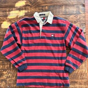 Tommy Hilfiger Striped Red and Blue Rugby Shirt
